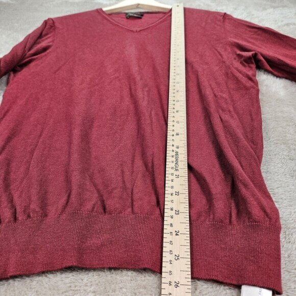 Massimo Dutti Cotton Silk Cashmere Sweater V-Neck Red Long Sleeve Knit Men's M - Picture 6 of 10